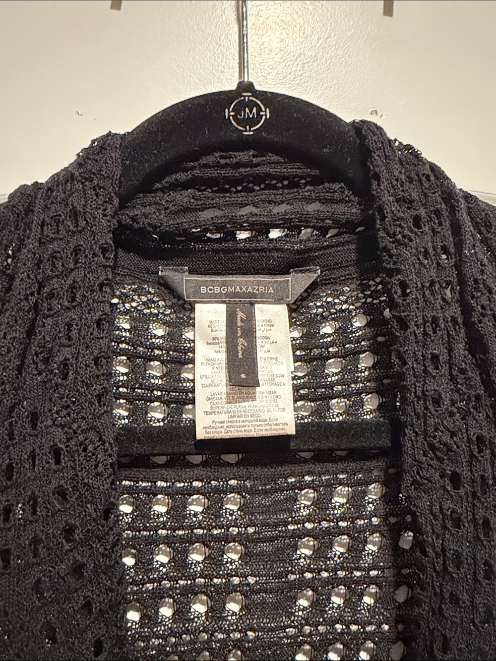 BCBGMaxAzria Black Open-Weave Draped Cardigan - Picture 2 of 4